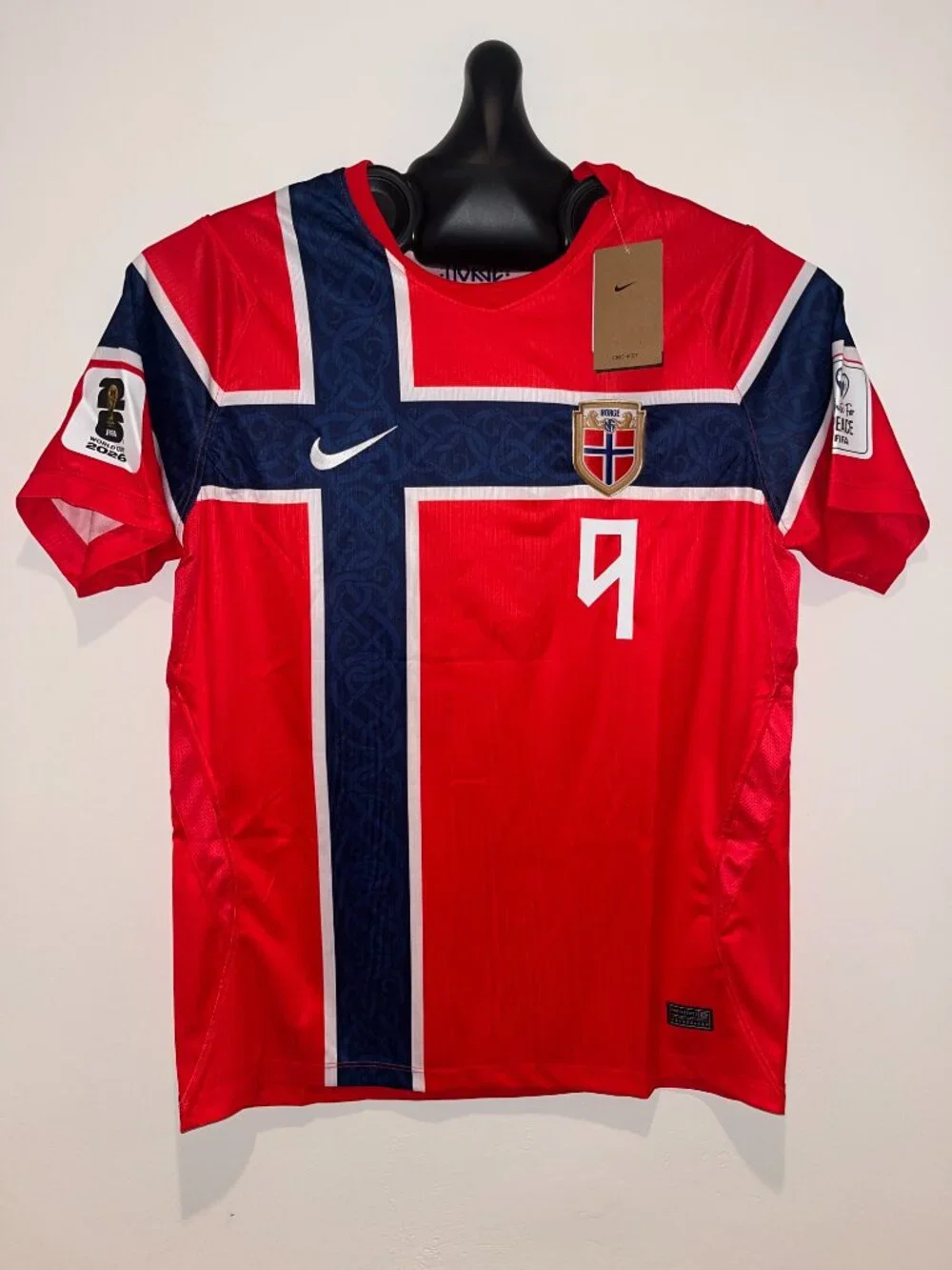 Erling Haaland #9 Norway World Cup 2026 Jersey Red All Patches Men's S — 2XL